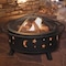 Nature Spring 30 inch Fire Pit- Outdoor Steel Patio Ring with Cover- Stars and Moon Cut Outs 147711KCX - alternate 1
